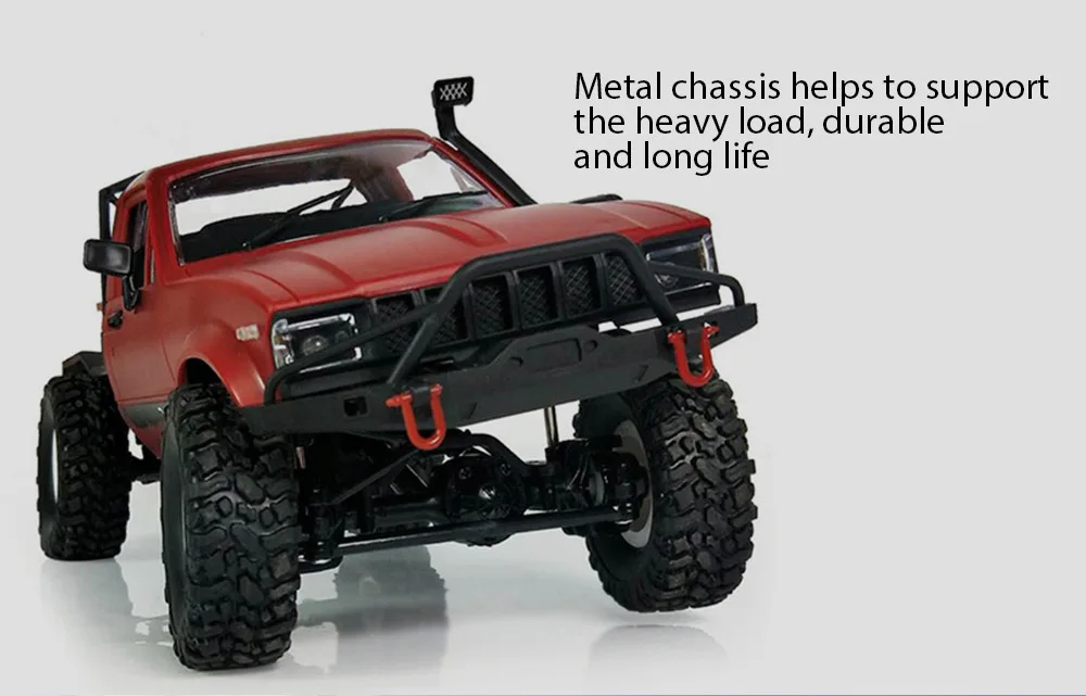 WPL C14 1:16 2.4G 2CH 4WD Mini Off-road RC Semi-truck with Metal Chassis / TPR Tires / 15km/h Top Speed