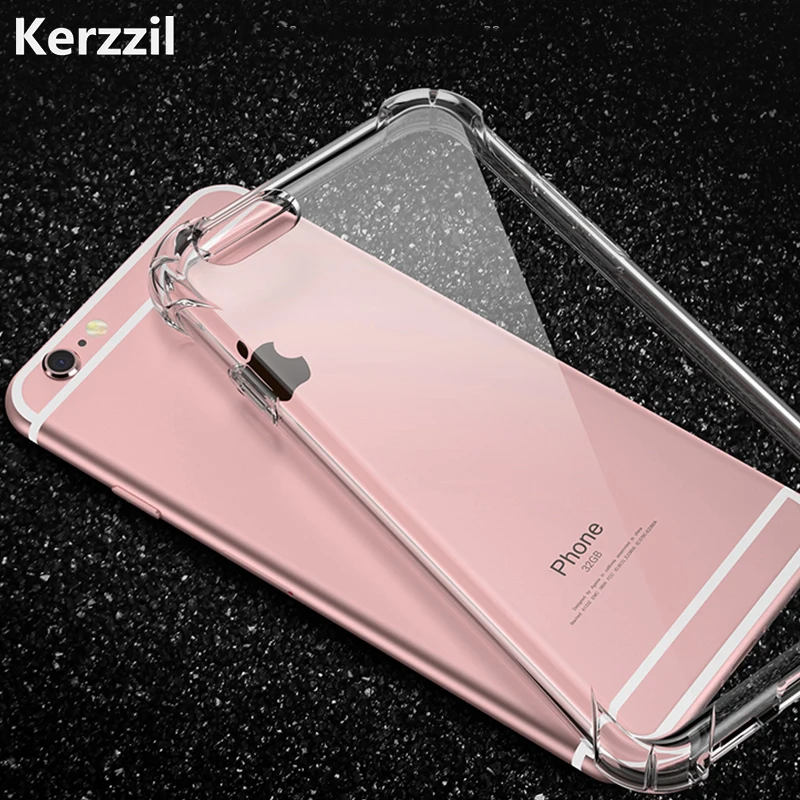 

Kerzzil Shockproof Clear Case For iPhone X XR XS MAX sparent Soft Silicone TPU Cases Cover For iPhone 6 6s 7 8 Plus Fundas Capa