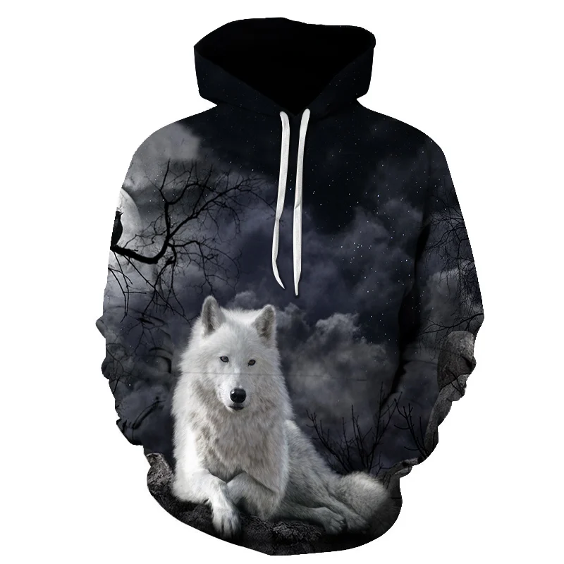 

EUR Plus Size novel Wolf Hoodies 3d Print Animal Wolf Men's Hoody Sweatshirt Hip Hop Unisex Pullover With Big Pockets Tops