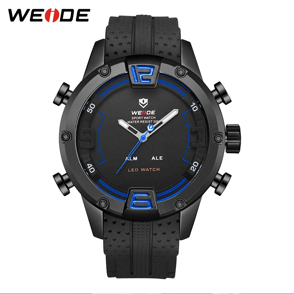 

WEIDE Men Sports Watch Quartz Analog LED Clock Military Men's Digital Black Strap Bracelet Wrist Watch Relogio Masculino