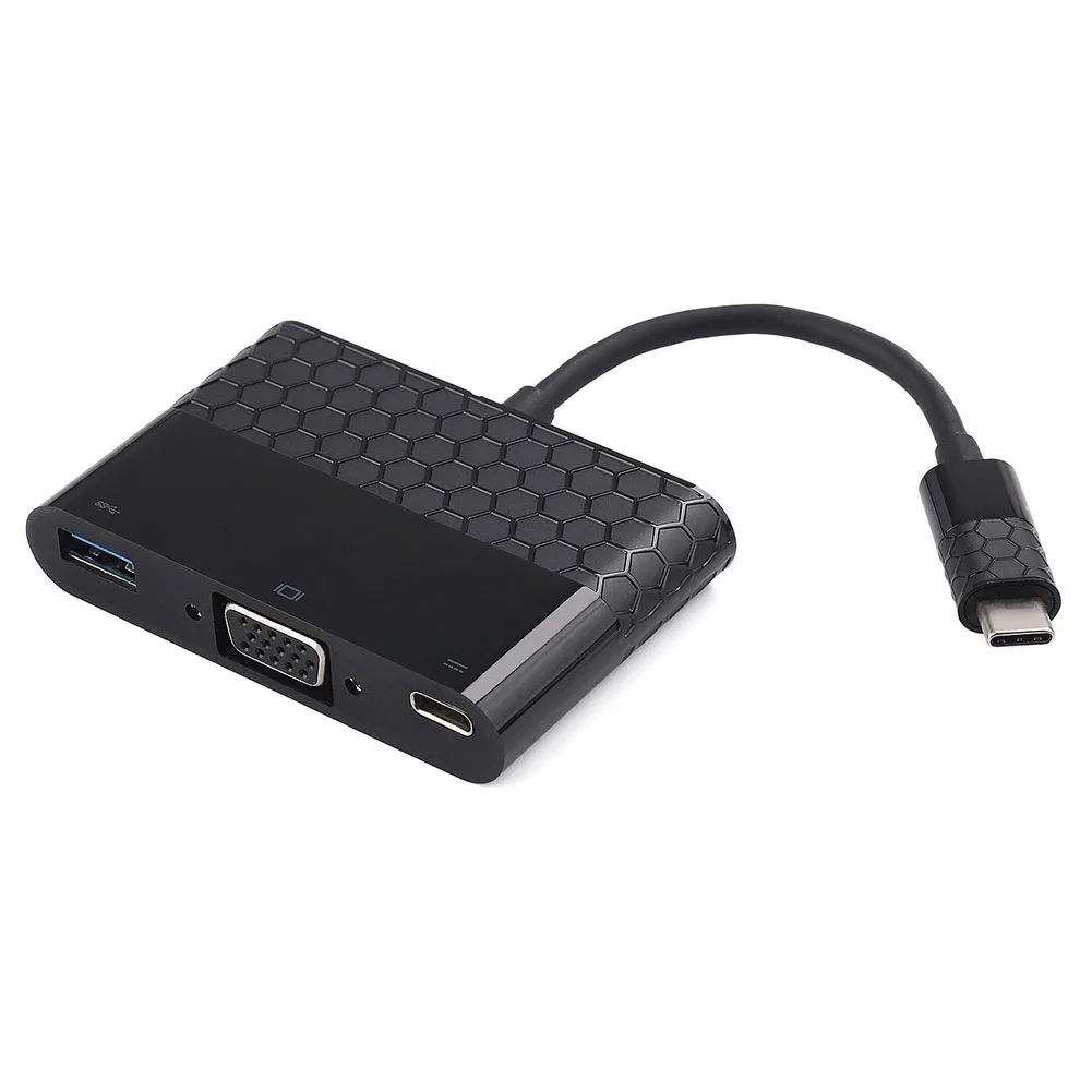

USB C to VGA Multiport Adapter,USB 3.1 VGA Hub, Type C to VGA/USB-C/USB-3.0 Charging Adapter