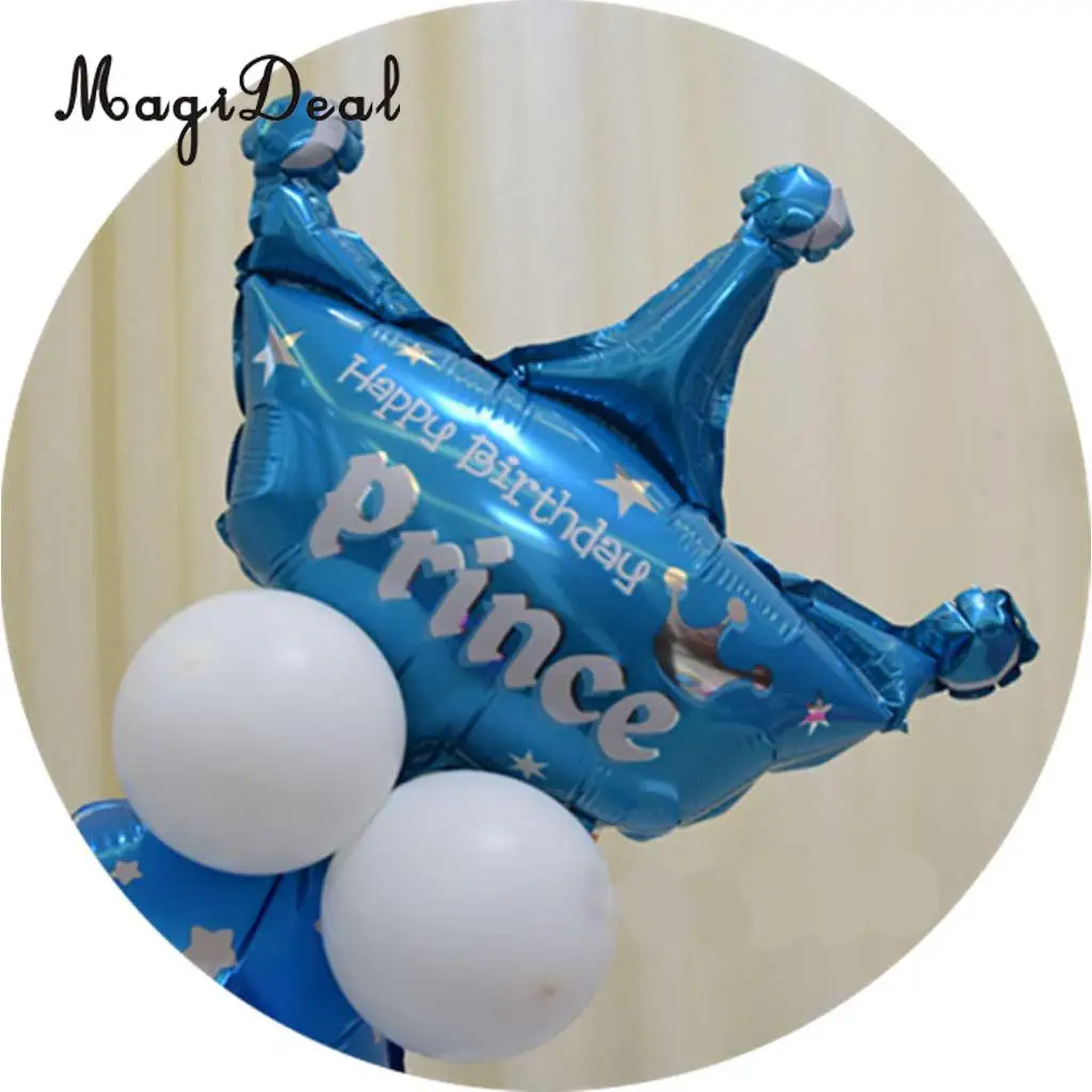 MagiDeal All Numbers 0 to 9 Prince Princess Crown Tiara Balloons Column Set Birthday Baby Shower Arch Garland Decor