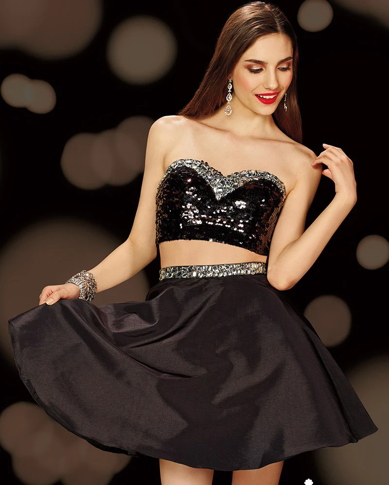 Modern Fast Shipping Short Two Piece Prom Dresses delicated with Clear