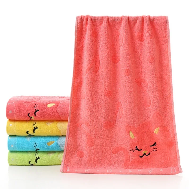 Новые музыкальные нотки, маленькое полотенце из бамбукового волокна, музыкальный Кот, мягкое полотенце, детское жаккардовое/Вышитое шерстяное полотенце - Цвет: pink