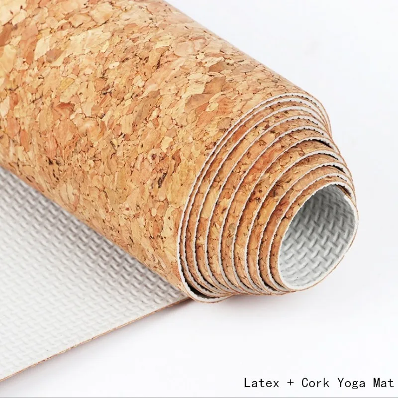 1mm Collapsible Natural Latex Cork Non slip Yoga Mat Easy To Carry for