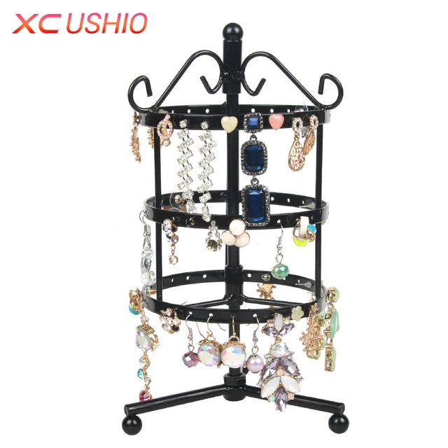 72 128 Holes Rotatable Earring Display Holder Round Square Metal 72 128 Holes Rotatable Earring Display Holder Round Square Metal Jewelry Show Rack Detachable