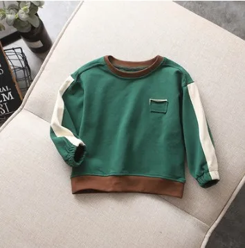 Весенне-осенняя одежда для маленьких мальчиков, футболки с длинными рукавами для девочек, повседневная детская толстовка, Детские футболки, BC369 - Цвет: green