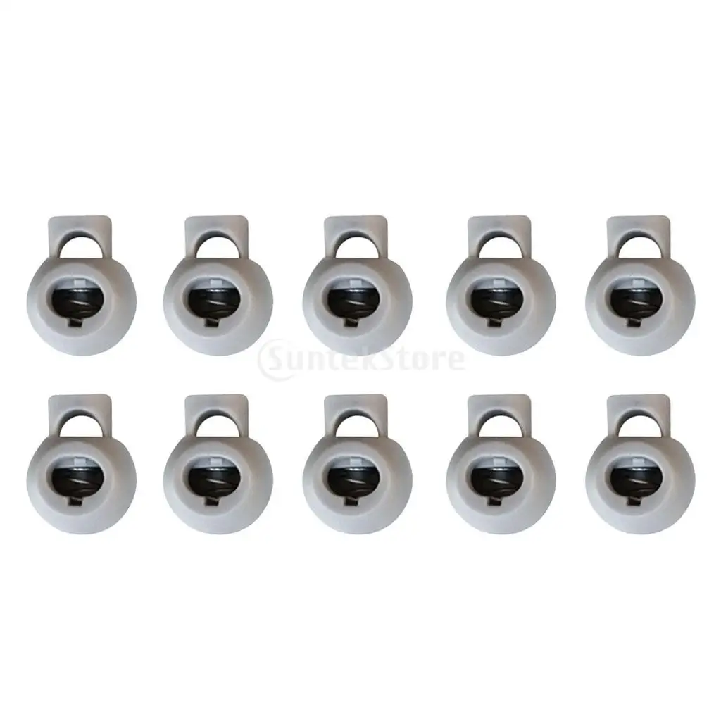 10 Pieces Durable Plastic Shock Cord Bungee Rope Toggle Fastener Terminal End Lock Stoppers Spring Ball Buckles