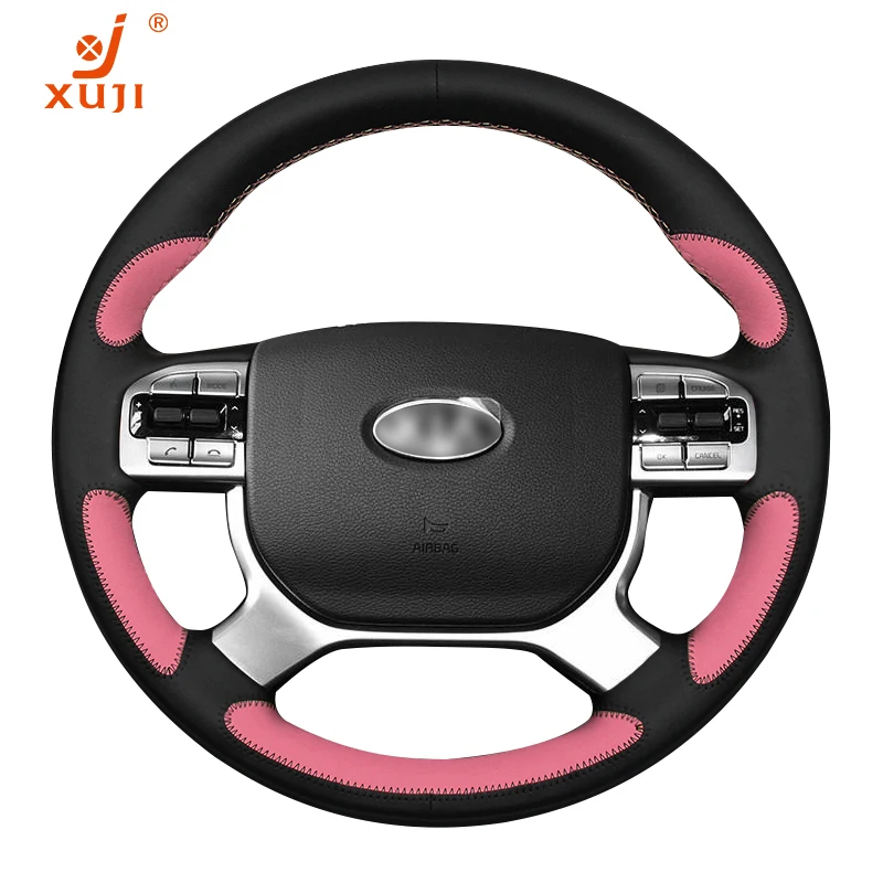 XUJI First Layer Cattle Hide&ampSynthetic Leather 5D Flash Steering Wheel Cover for KIA Custom made hub Non-slip Easy DIY HOT SALE |