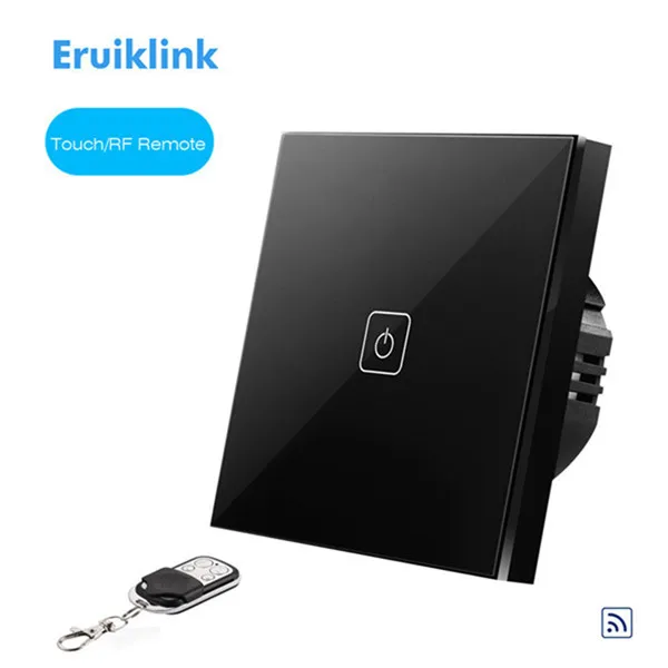 Eruiklink переключатель дистанционного управления, стандарт ЕС, 1, 2, 3 банды, 1 способ, настенный светильник с сенсорным экраном, роскошный стеклянный переключатель, панель, умный дом - Цвет: 1gang with mini RC