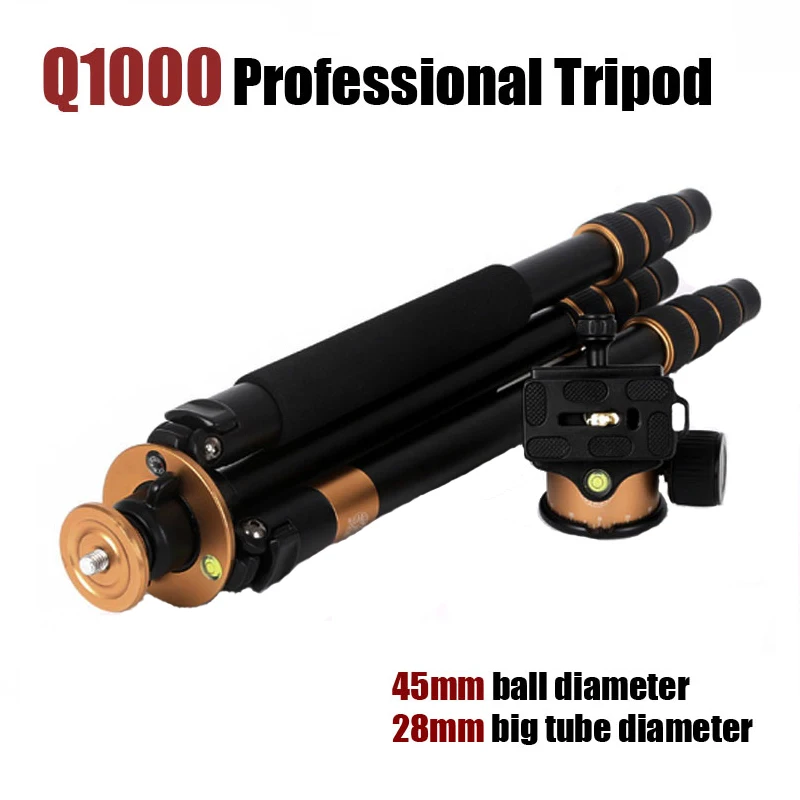 

QZSD Q1000 Professional Alu Tripod For DSLR Camera Video Camera Pan Ball Head Photo Tripod Max Hight 5.4ft Max Loading 33lb