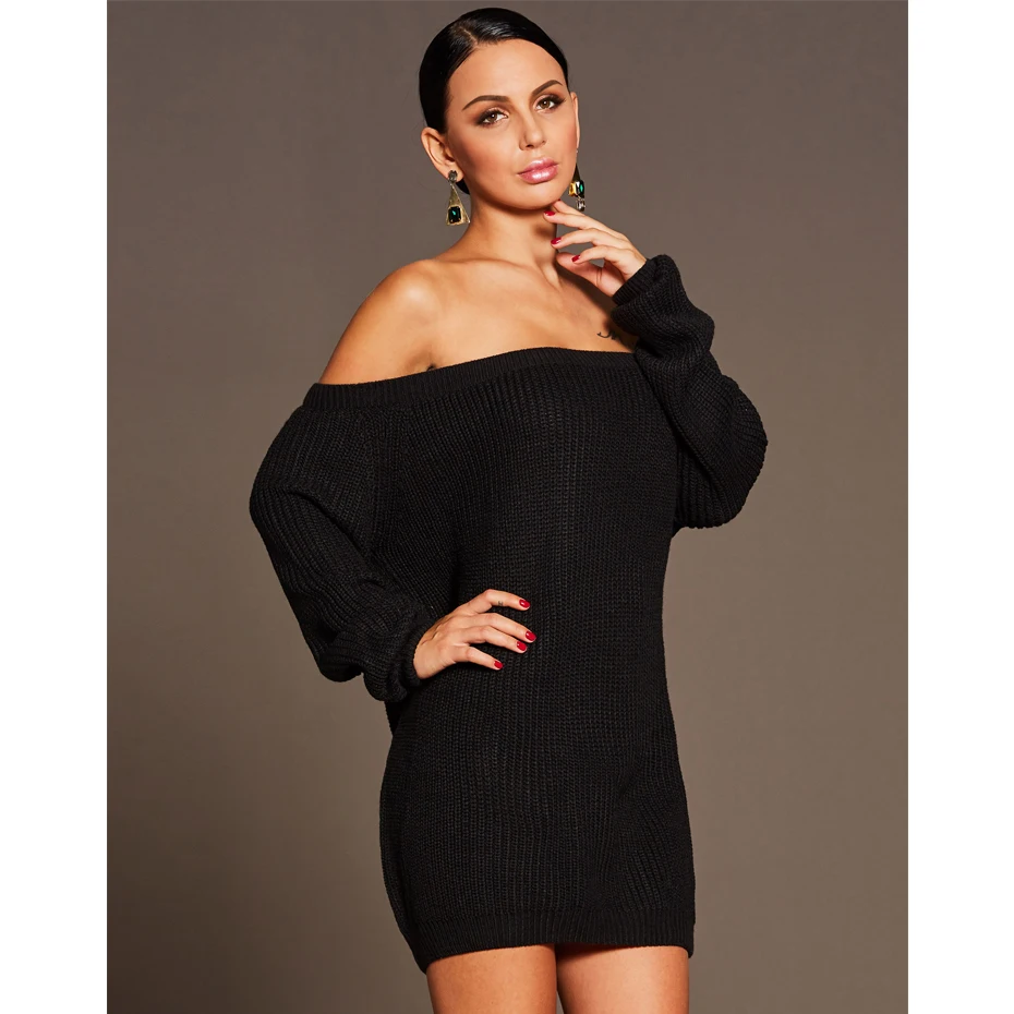 2018 Sexy Dres Women Long Sleeve Off Shoulder Casual Bandage Dress Plus Size Black Bodycon Office
