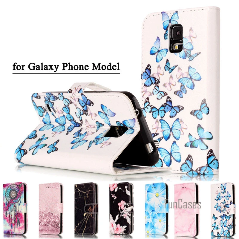 Модные Мрамор из искусственной кожи флип чехол для телефона Samsung Galaxy S5 Neo S6 S7 край