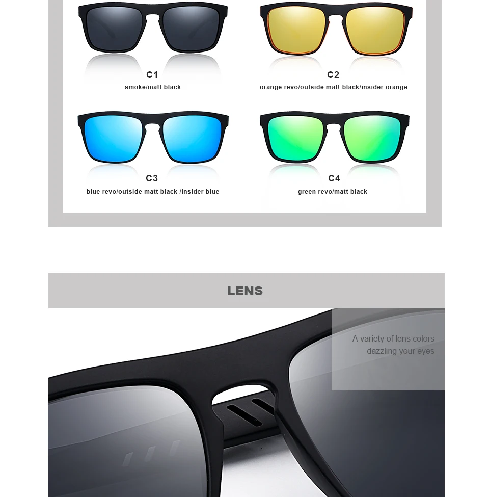 Поляризованные солнцезащитные очки для мужчин и женщин с отражающим покрытием Квадратные Солнцезащитные очки TR UV400 для вождения рыбалки спортивные очки Zonnebril Heren
