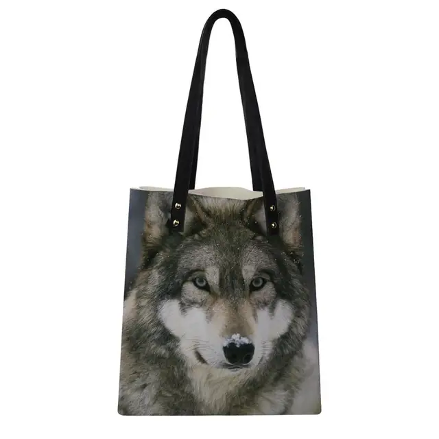 Aliexpress.com : Buy FORUDESIGNS Wolf Print PU Leather Hand Bag Women ...