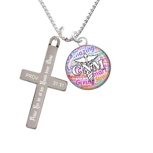 Domed Multi Color CNM - Praise Her - Cross Necklace (1)
