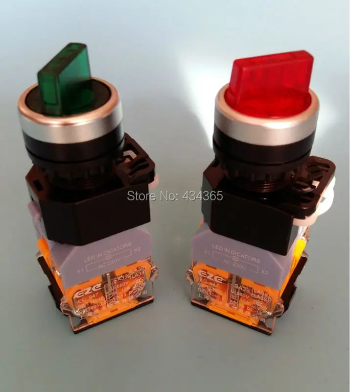 

10pcs AC 220V 2 Position auto lock Rotary Selector Push Button Switch Ui660V Ith10A
