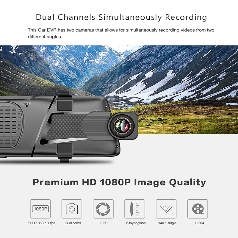 AZGIANT 10 дюймов Full Touch Автомобильный видеорегистратор FHD 1080P датчик движения g сенсор
