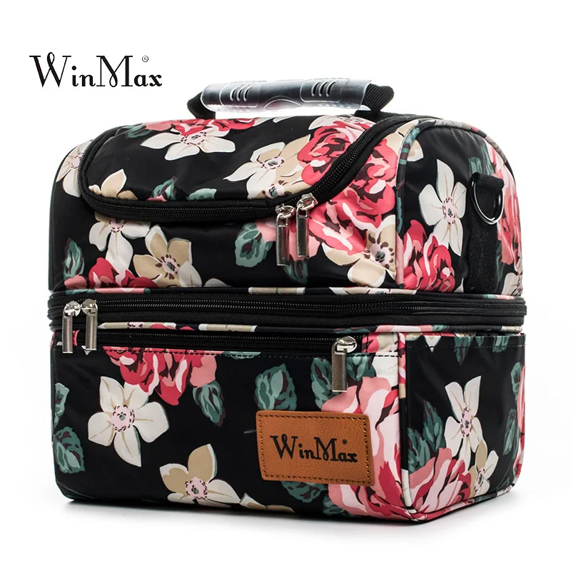 Double Decker Lunch Bag Polyester Waterproof Picnic Travel Storage Thermal...
