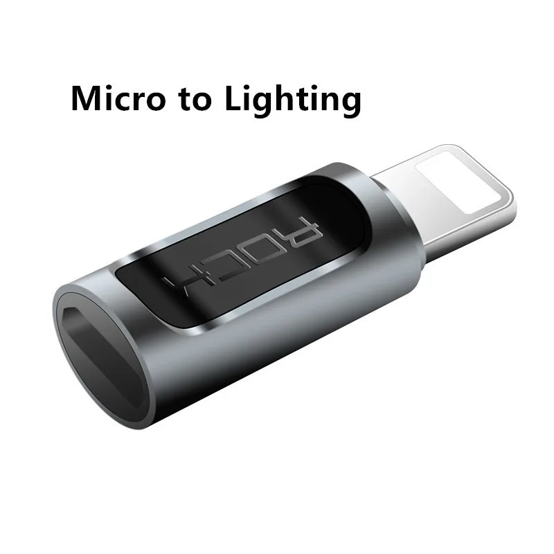 Rock OTG USB C адаптер для iPhone 8 с разъемом Lightning и разъемом Micro usb type C для Macbook samsung S9 Xiaomi OTG кабель - Цвет: Micro to Lightning