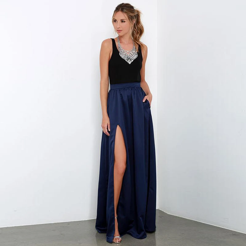 blue maxi skirts