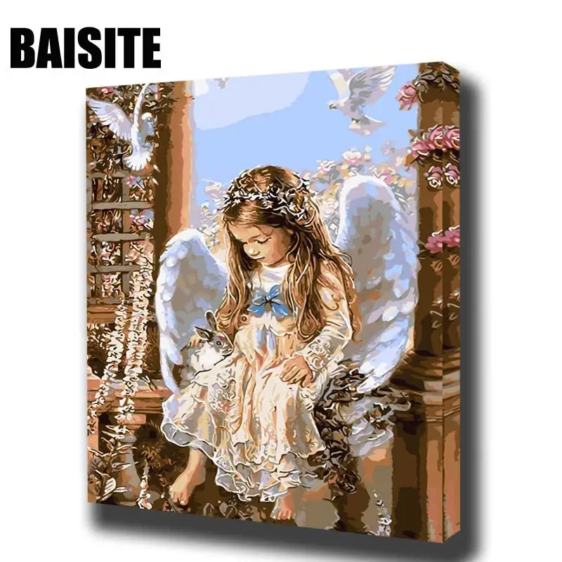 Картина маслом по номерам BAISITE DIY в рамке на холсте для гостиной настенное