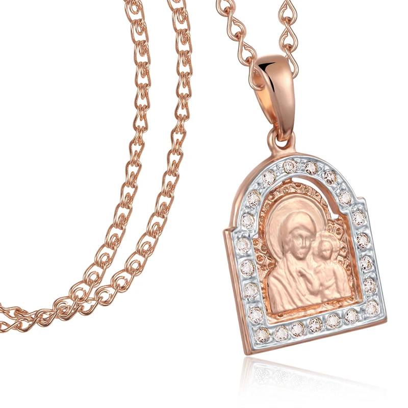 

Men Women Pendant 585 Rose Gold Color Cubic Zirconia Pendant Chains Necklace