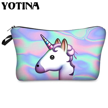 

Yotina Women makeup bag Unicorn 3D Printed cosmetic bag makeup organizer for travel bag toiletry bag beauty case