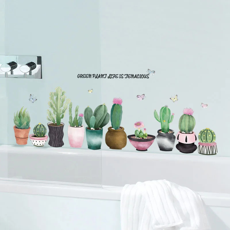 

Ins Nordic Meaty Cactus Potted plants Wall Sticker for kids Living room Bedroom Bathroom Vinyl Wall Decals Art Murals Home Decor