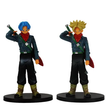 

2style 20cm Dragon ball Super Warriors Blue Yellow Hair Trunks PVC Action Figures Collectible Brinquedos Kids Model Toys Gift