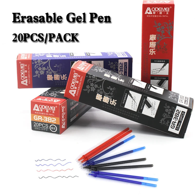 20pcs Pen Refill + 2pcs Erasable Pen 0.5mm Medium Nib Ball Point Pen
