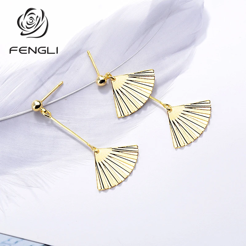 

Classic Double Shell Shape Drop Earring Gold Color Luxury Women Asymmetry Tiny Earrings Party Statement Earring Brincos