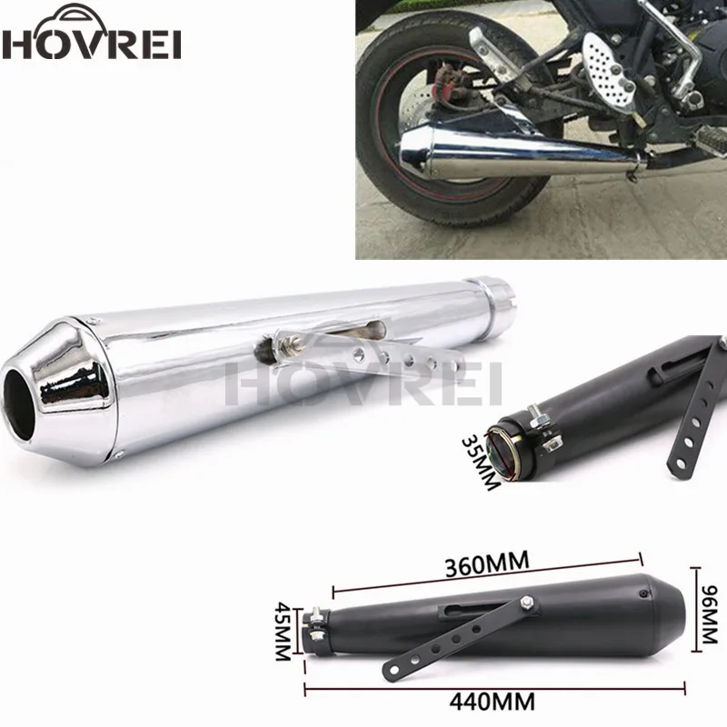 Universal retro Motorcycle Cafe Racer Exhaust Pipe with Sliding Bracket Antique Muffler pipe For Harley Custom | Автомобили и