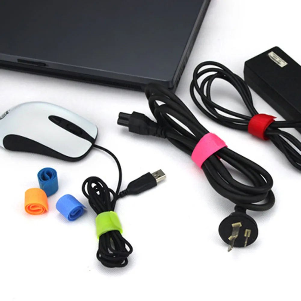 

Colorful Reusable Magic Tape Ties Cord Lead Straps TV Computer Cable Wire Organiser Management Marker 10Pcs/Bag! 180x21mm