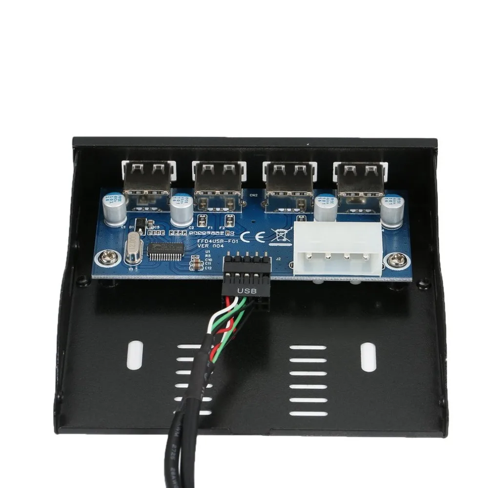 

Multifuntional 3.5 Inch Floppy Bay Front Panel 4 Ports USB HUB 2.0 Expansion Adapter Connector Mobile Rack Black