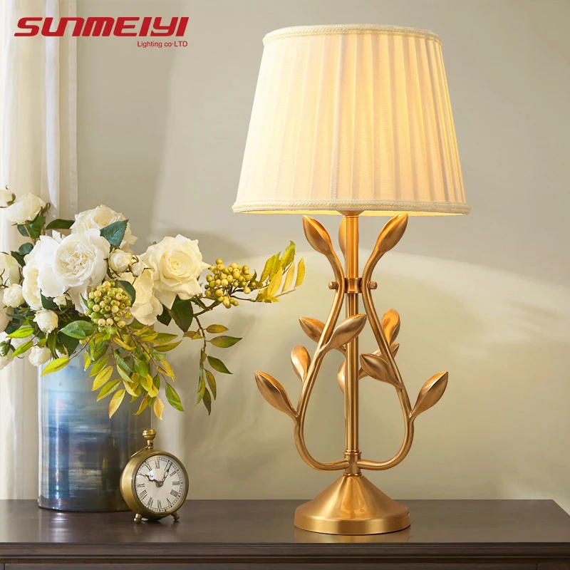 

American Copper LED Table Lights Bedroom Lighting lampara led escritorio Table Lamp Bedside Hotel Study luminaria mesa