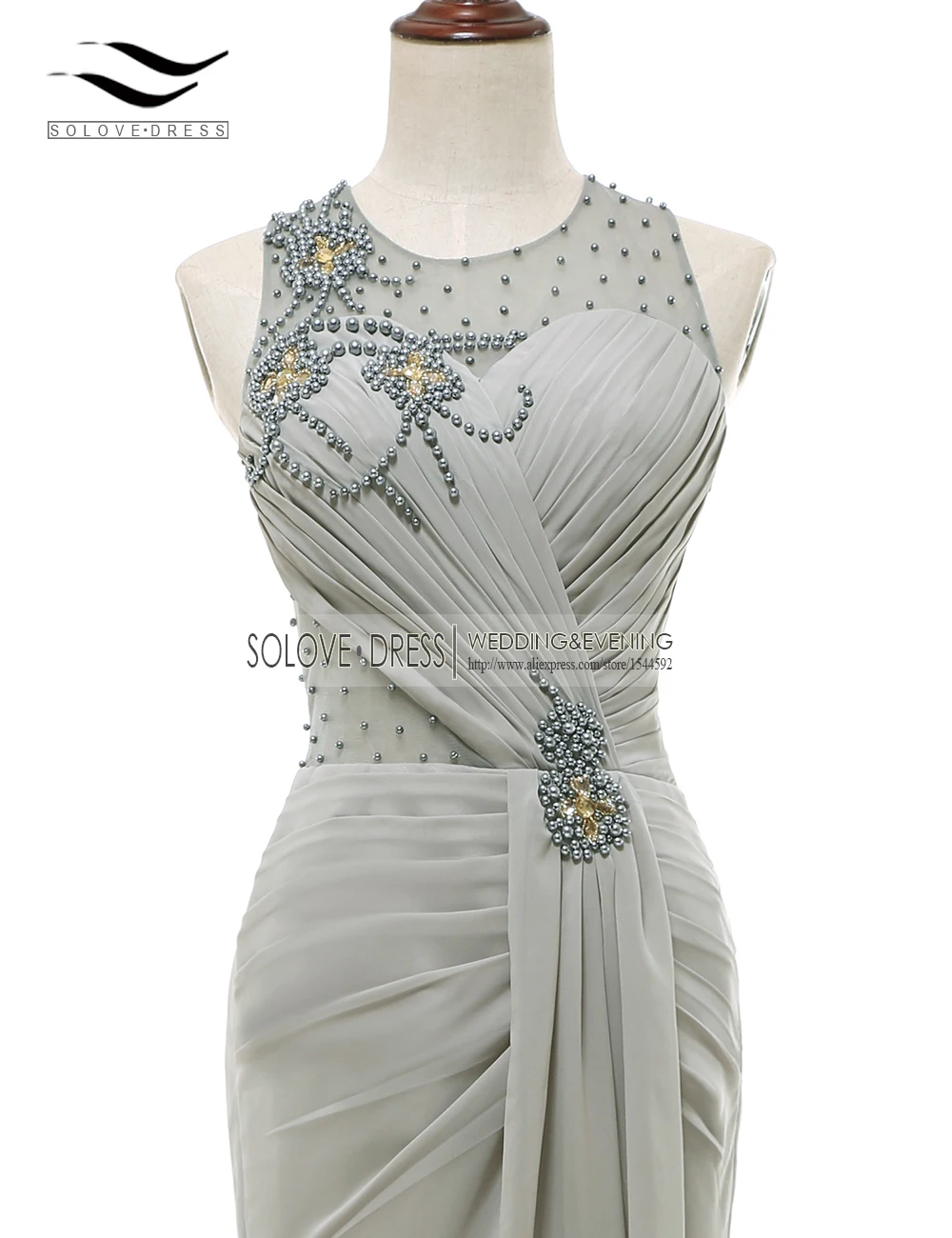 Party 2019 Chiffon Patterned Bow Sexy Elegant Mermaid Evening Dress Long Formal Gown Sleeveless vestido de festa longo SL-E99
