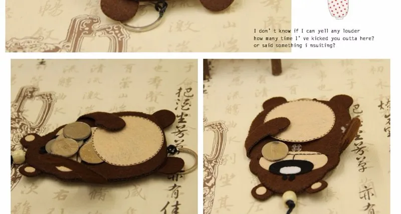 Войлочная ткань резка материал DIY пакет ручной работы ключ с медведем сумка Войлок медведь куклы DIY пакет