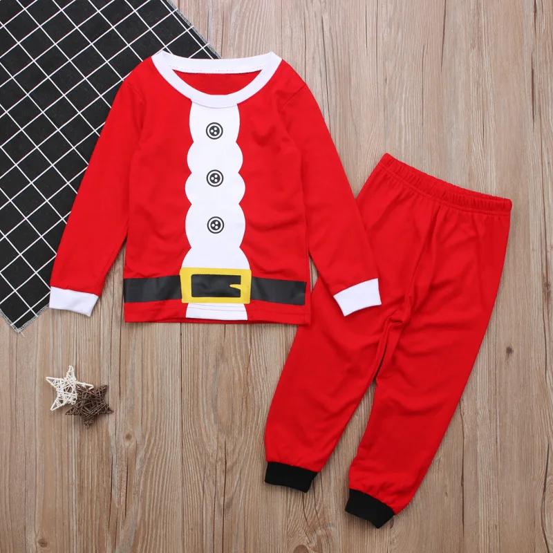 Рождественские костюмы Санта-Клауса; Пижама для новорожденных; футболка; топы и штаны; мягкий хлопковый костюм для маленьких мальчиков; комплекты одежды для маленьких мальчиков