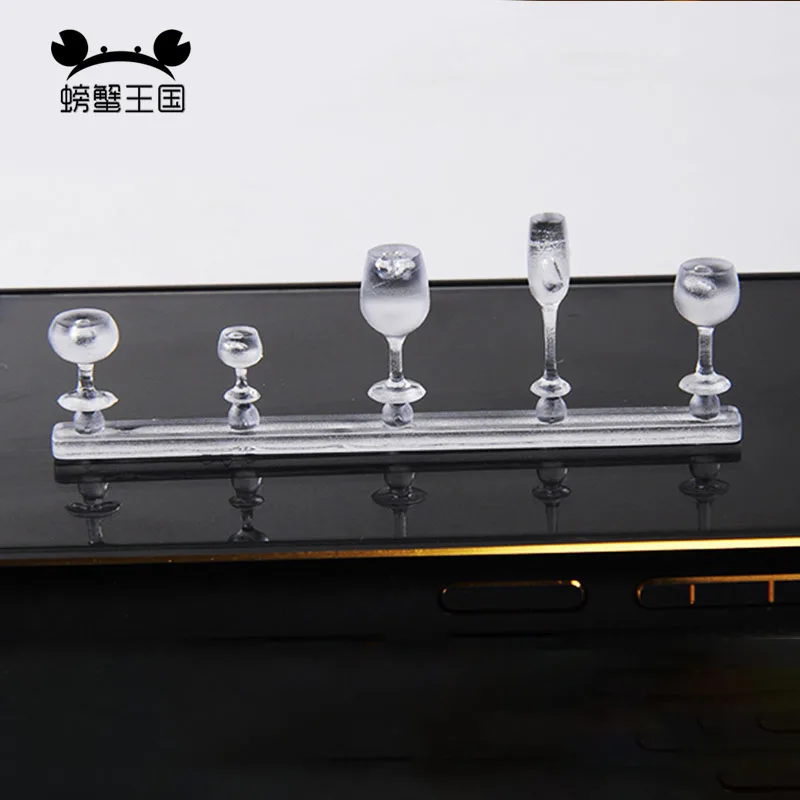 

20sets 1:20 1:25 1:30 1:50 Plastic crafts mini fake wine glass goblet cup home decoration miniature glass model plastic DIY