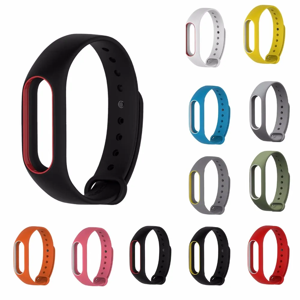 Double Color My Band 2 Accessories Replacement Silicone Wristband for Xiaomi Mi2 Smart Bracelet My Band 2 Strap