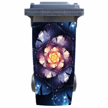

DIY 3D brightly flowers removable Waterproof Sticker Decals Rubbish bin trash can Cover sticker poster 120liter 240liter