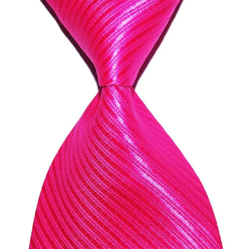 Сплошной цвет полосатый галстук подарок для мужчин шелковый галстук 10 см Ширина Мода жаккард Тканые официальная одежда Бизнес Свадьба Вечеринка Рождество - Цвет: Розово-красный