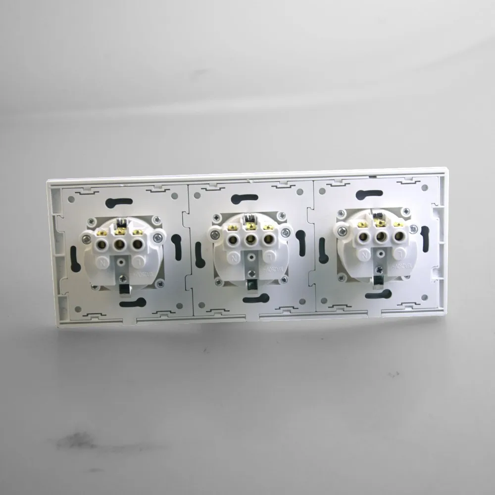 Бесплатная доставка тройная розетка европейского стандарта Schuko белая