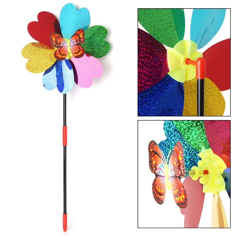 

HBB Windmill Kid Toys Butterfly Glow Decor Garden Ornaments Colorful Outdoor Spinner