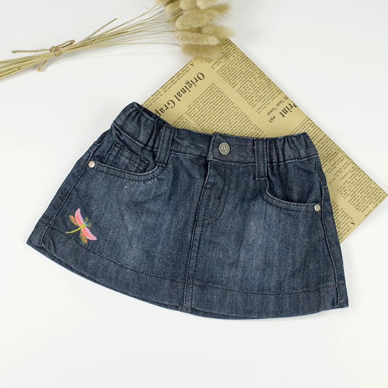 Girls Black Skirt Girls Embroidered Denim Blouse And Anglaise