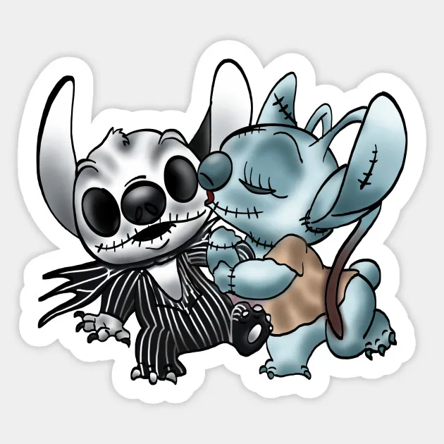 

1Pcs Stitch & Angel Nightmare Before Xmas Decal Waterproof For Laptop Car Skateboard Luggage Guitar Furnitur PVC Sticker
