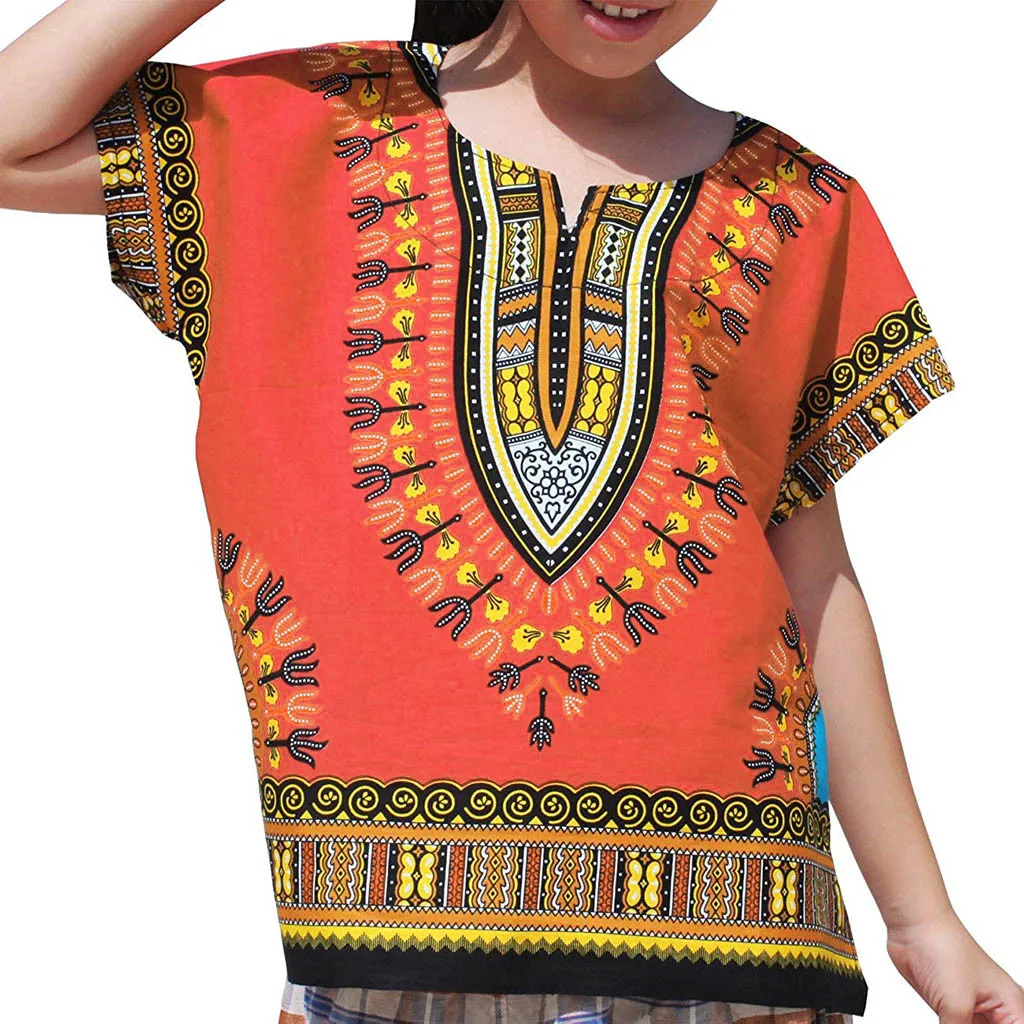 

2019 Promotion Hot Sale Boy Girl Kids Unisex Bright African Colour Child T-shirt Tops Casual Clothes Pocket T Shirt Tee Tops