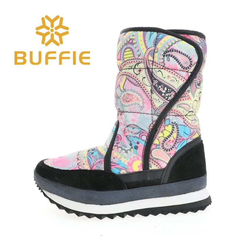 

multi colour printing winter boots women snowboot female nice looking shoe pink blue back warm fur discount big sale free ship