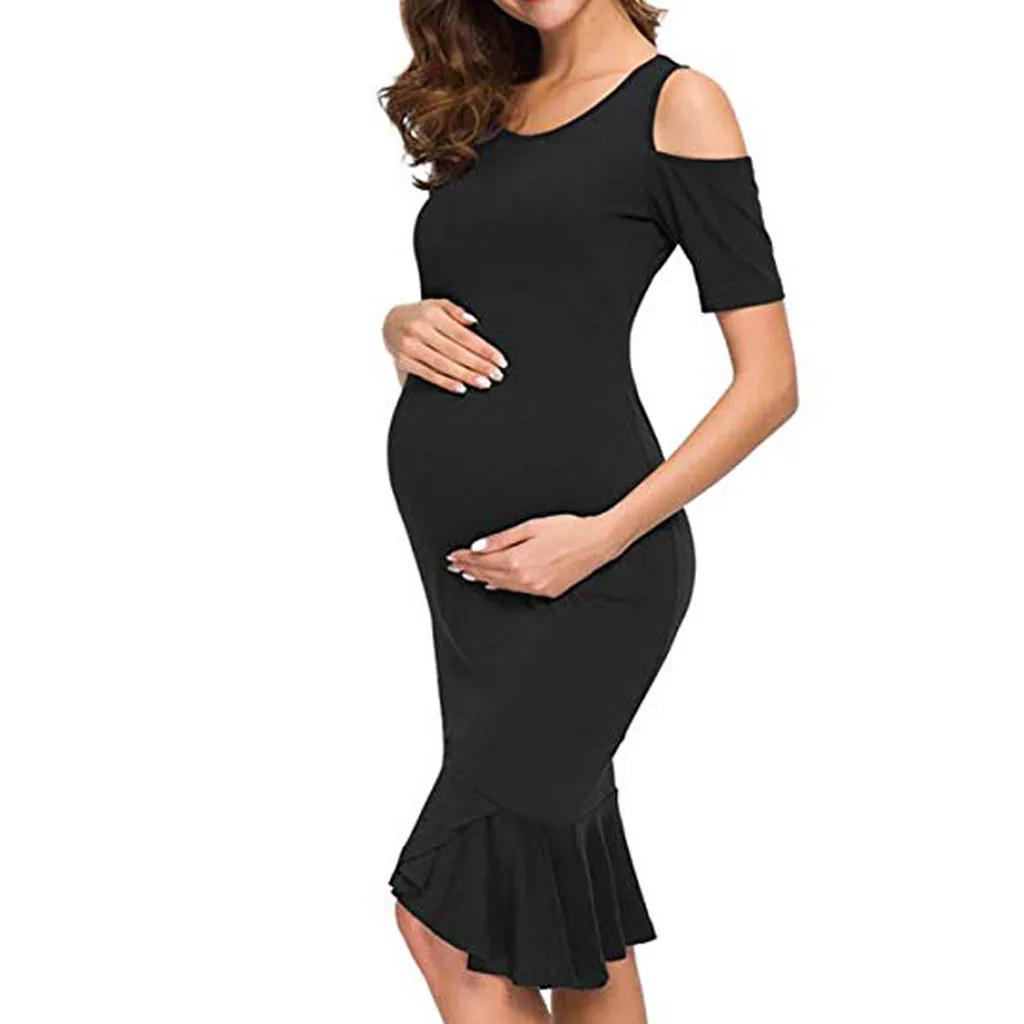 Vetement femme 2019 для женщин для беременных и матерей после родов платье одежда кормящих сплошной грудного вскармливания оборками короткий рукав